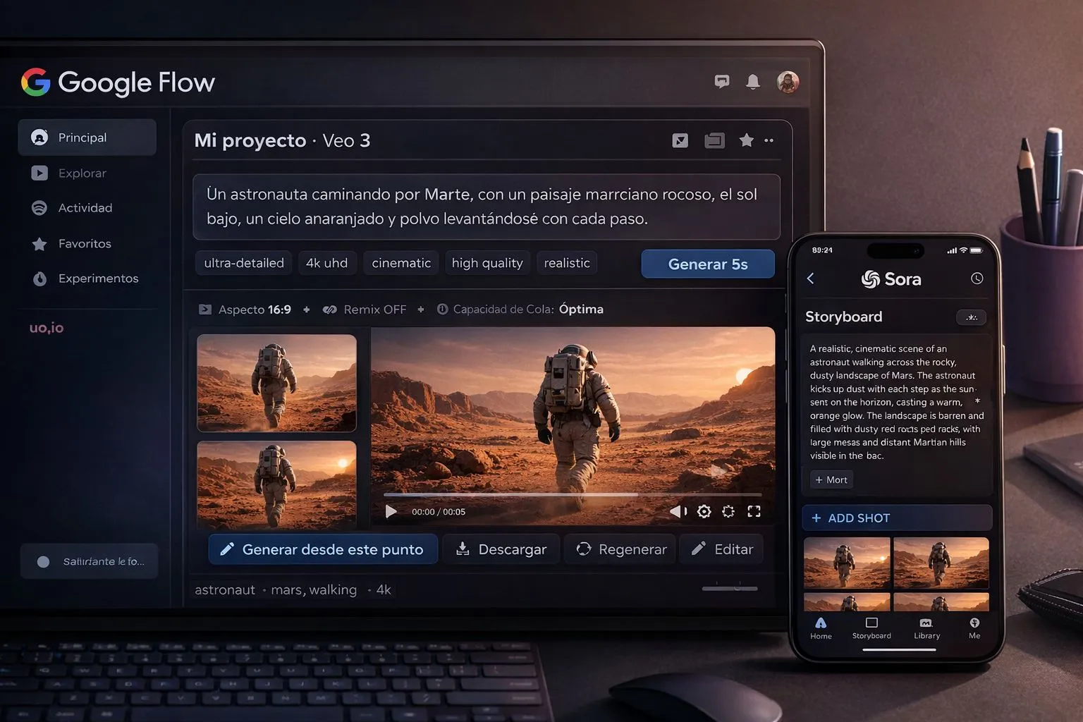 Veo 3 vs Sora 2 - interfaz